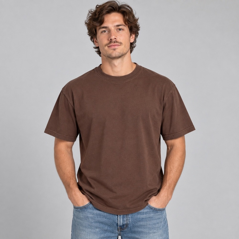 Pro Club Heavyweight T-Shirt Mens Large Brown Workout Crew Neck Cotton Gym Y2K